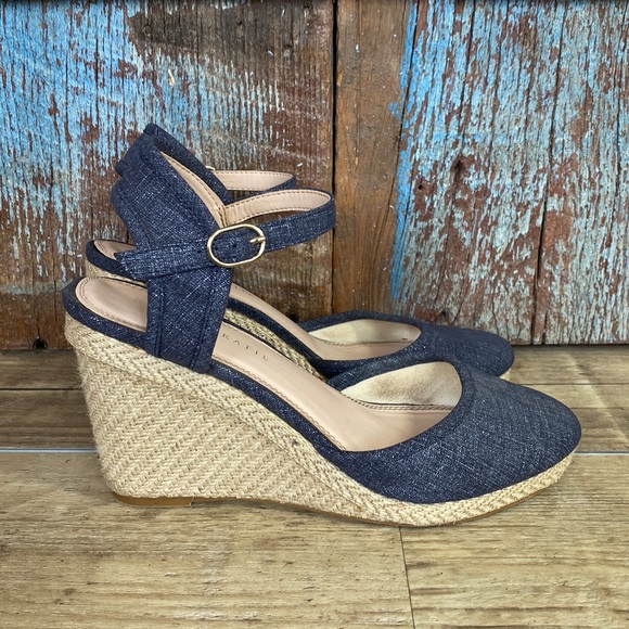 Kelly & Katie Blue Miroven Wedge Jute Sandals - Picture 2 of 10